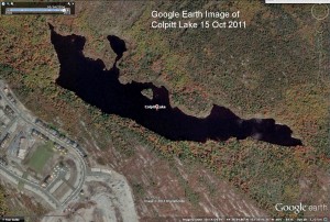 Google Earth Image of Colpitt Lake, 15 Oct 2015